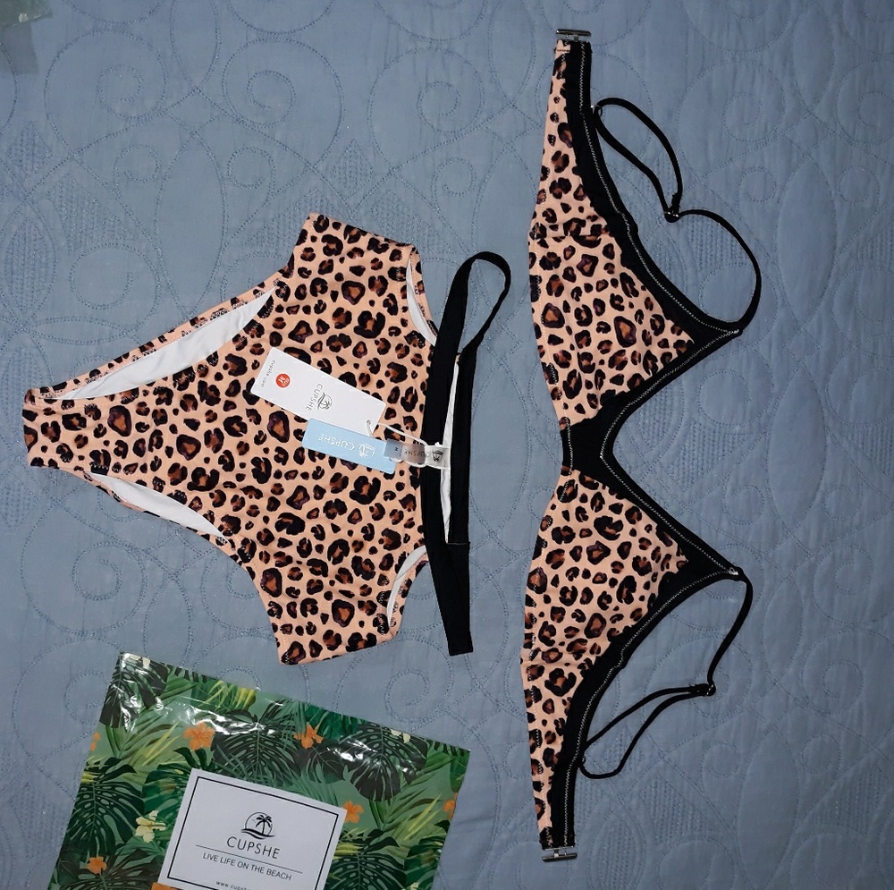CupShe Leopard Print High Waist Bikini